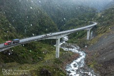 Otira Viaduct in Snow Fall